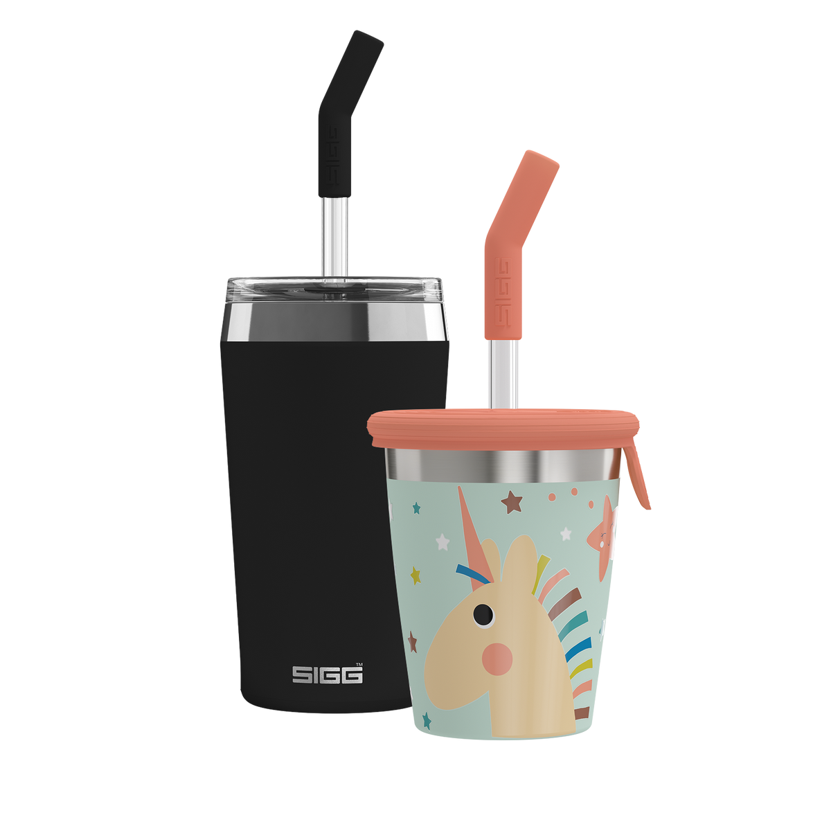 Family Bundle Helia – Black & Kids Straw Cup Unistar